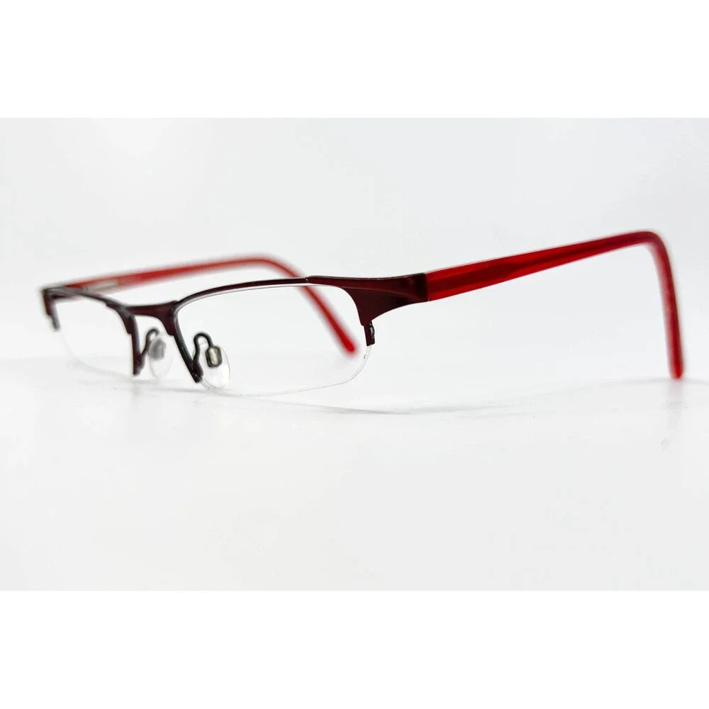 Halston Eyeglasses Womens Red Semi-Rimless H 282 Col 30 50-17-135